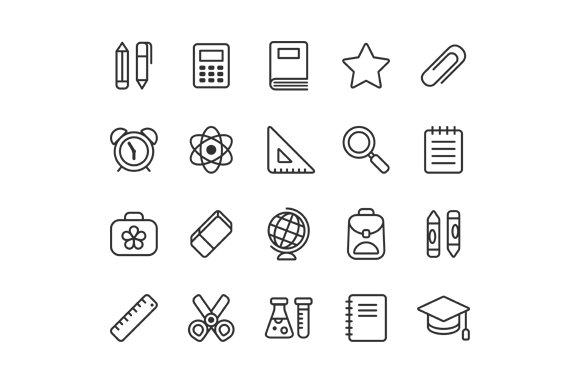School line icons + patterns preview image.