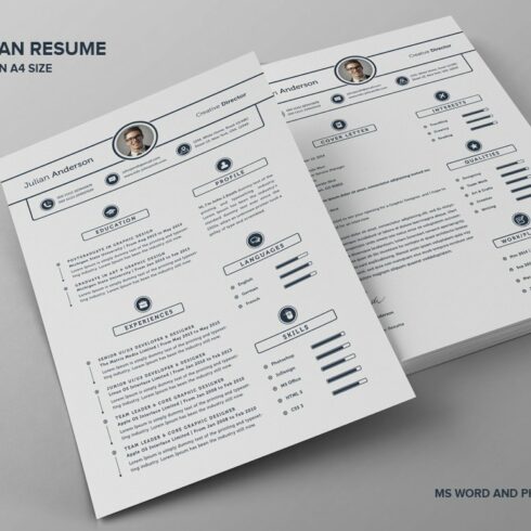 Super Clean Resume/CV - With MS Word cover image.