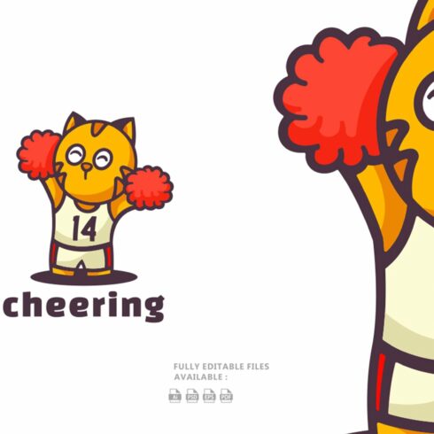 Cheerleader Cat Cartoon Logo cover image.