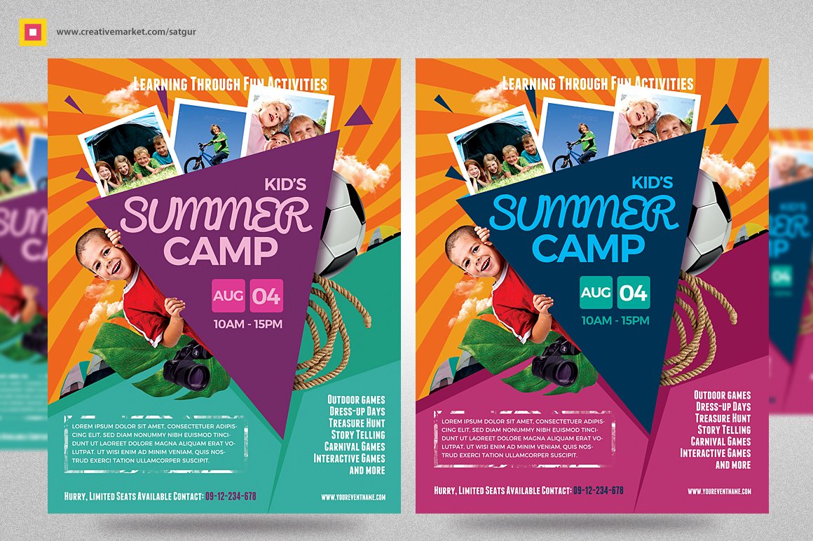 Kids Summer Camp Flyers Bundle preview image.