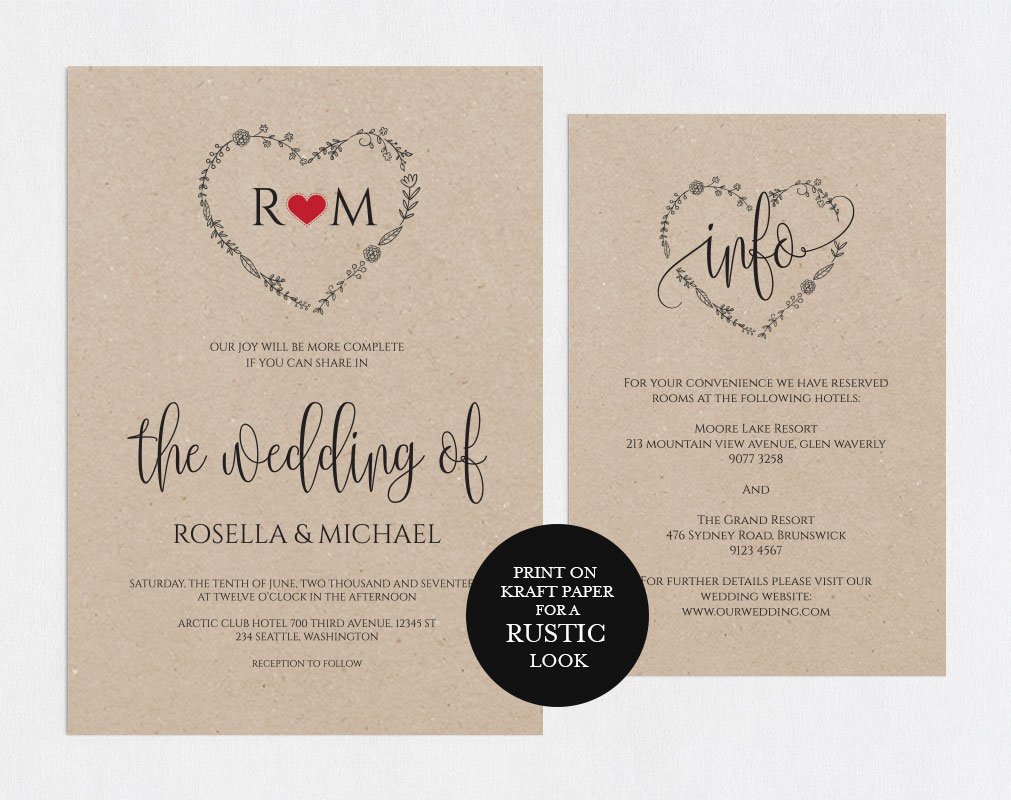 Wedding Invitation Template SHR84 preview image.