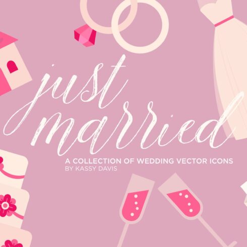 'Just Married' Vector Icon Set cover image.