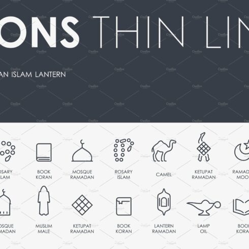 Ramadan thinline icons cover image.