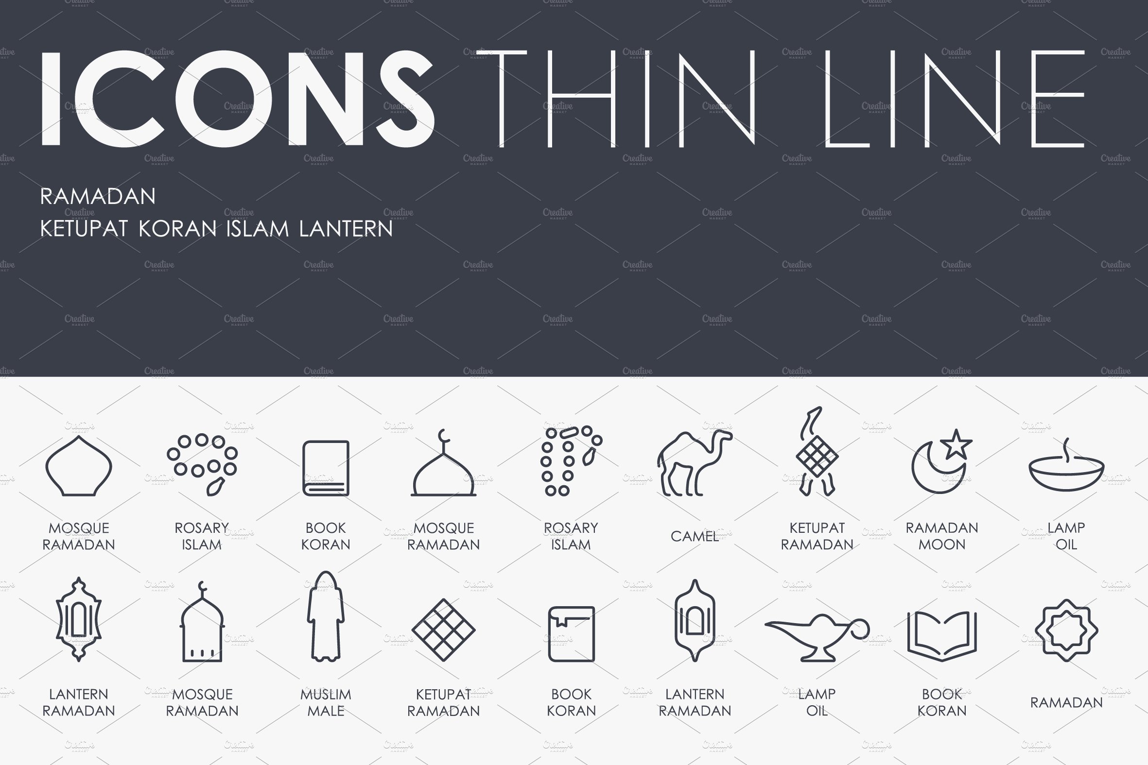 Ramadan thinline icons cover image.