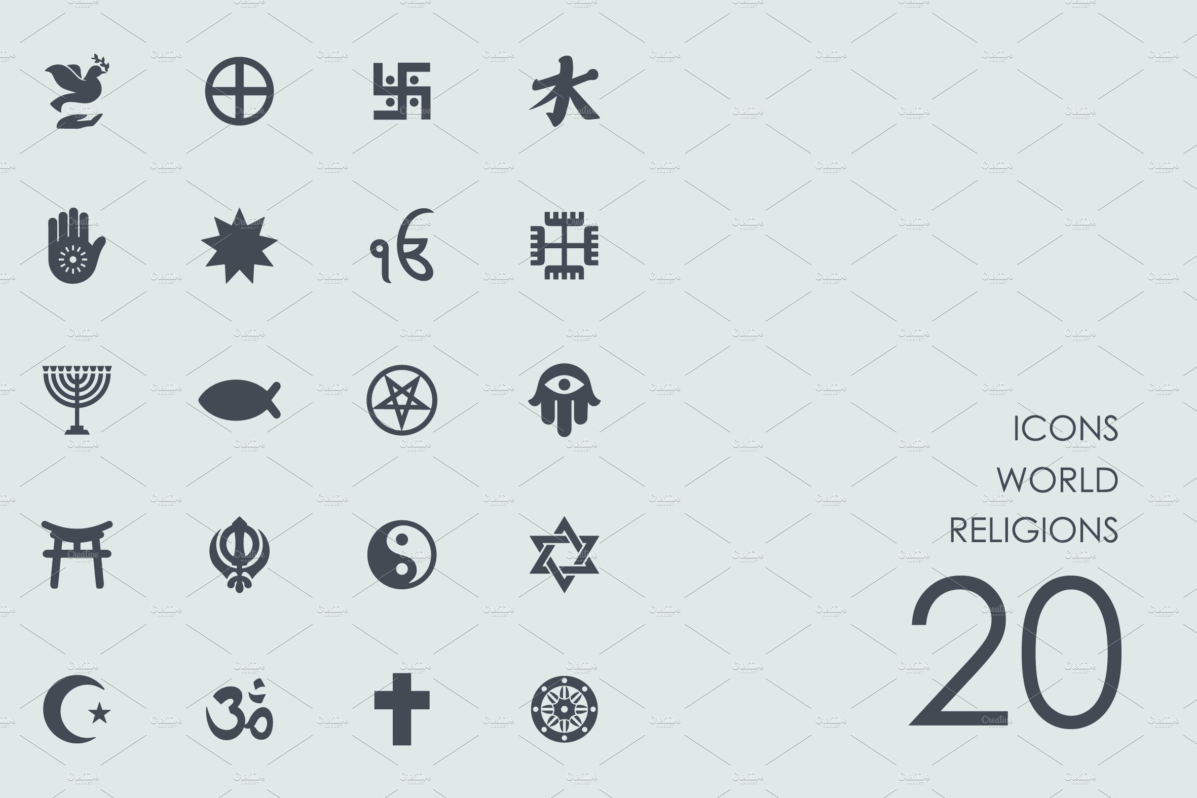 World religions icons cover image.