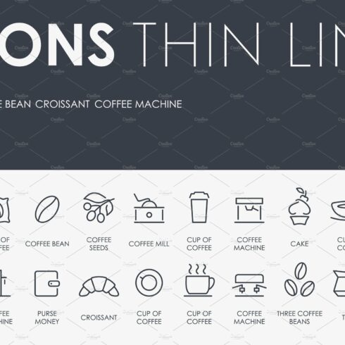 Coffee thinline icons cover image.
