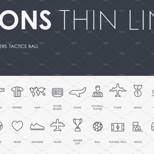 Football thinline icons cover image.