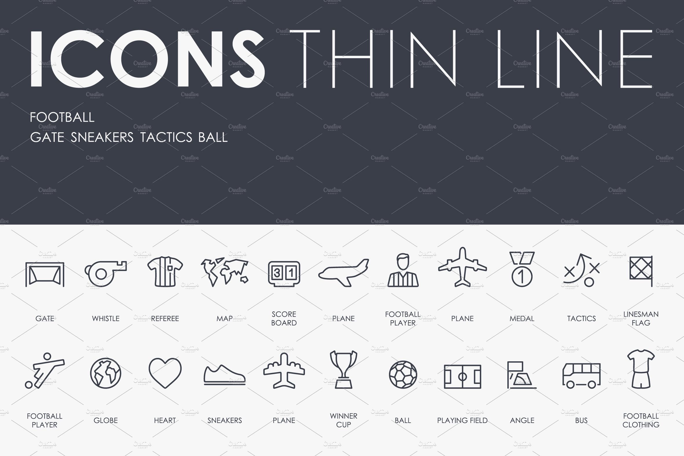 Football thinline icons cover image.