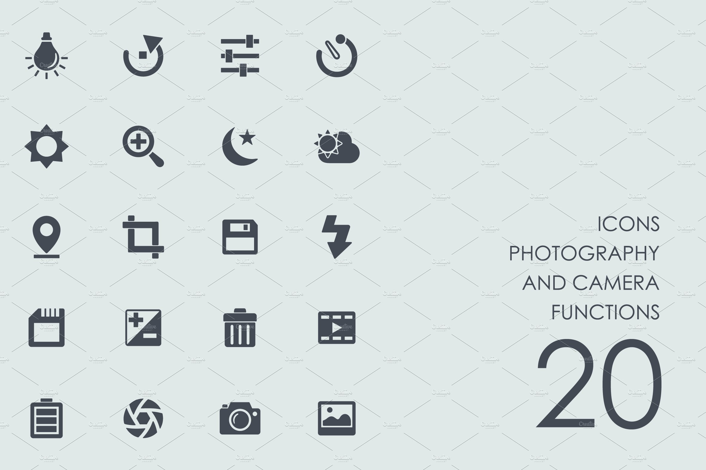 Photo and camera functions icons cover image.