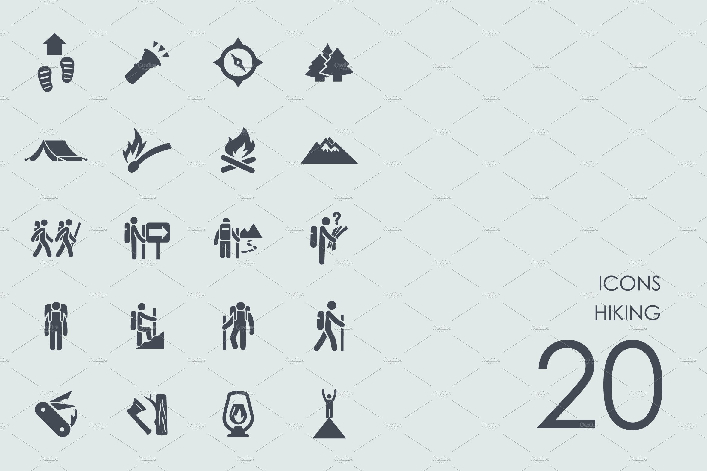 Hiking icons cover image.