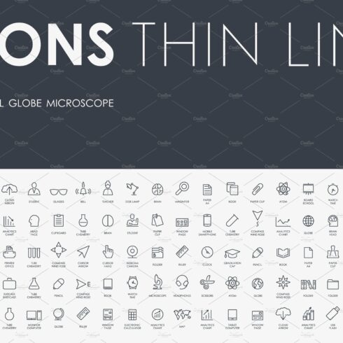 Education Thinline icons cover image.