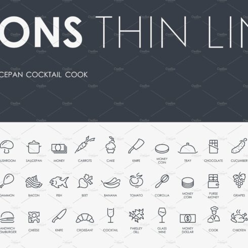Restaurant thinline icons cover image.