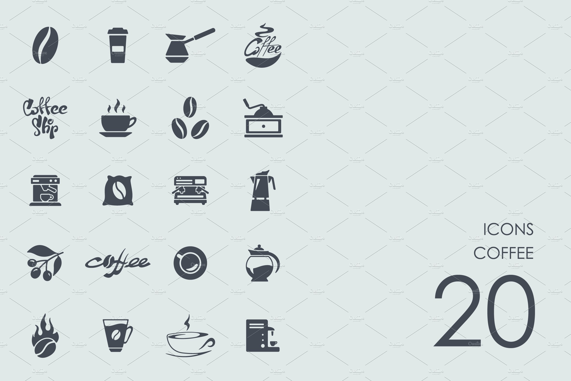 Coffee icons cover image.