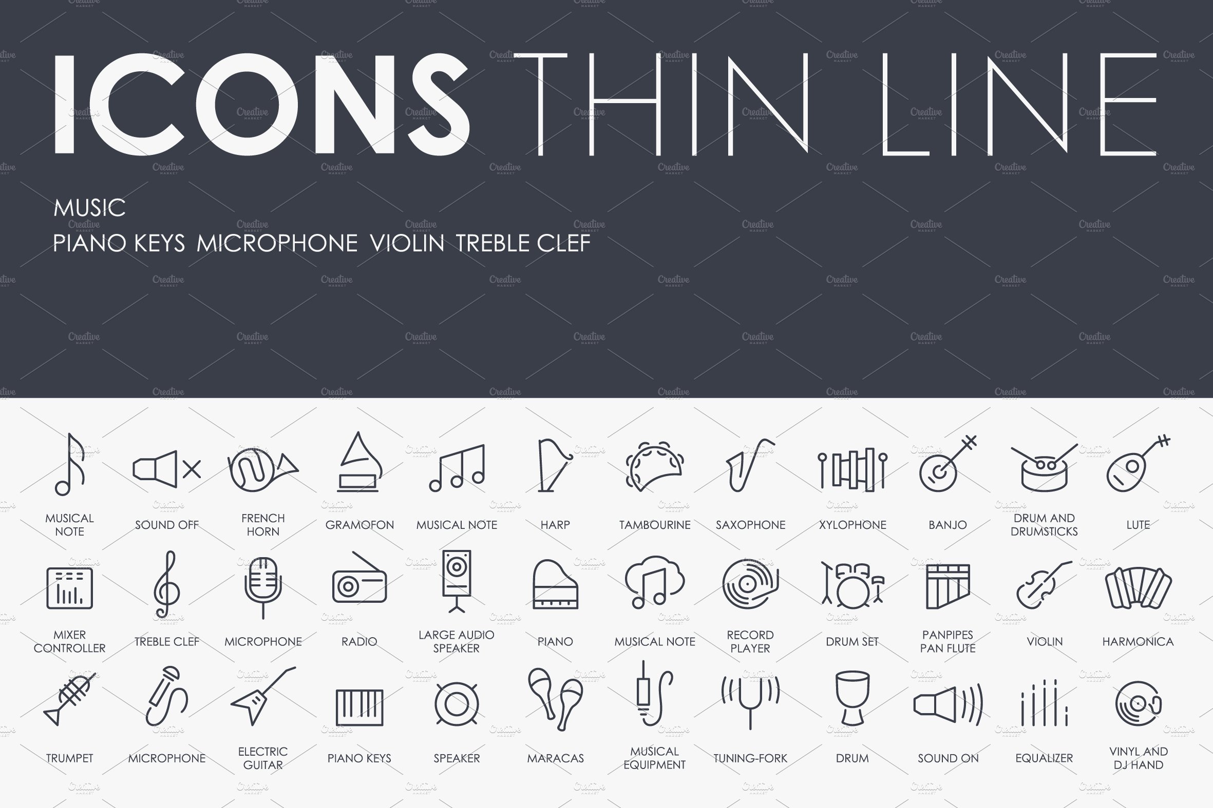 Music thinline icons cover image.