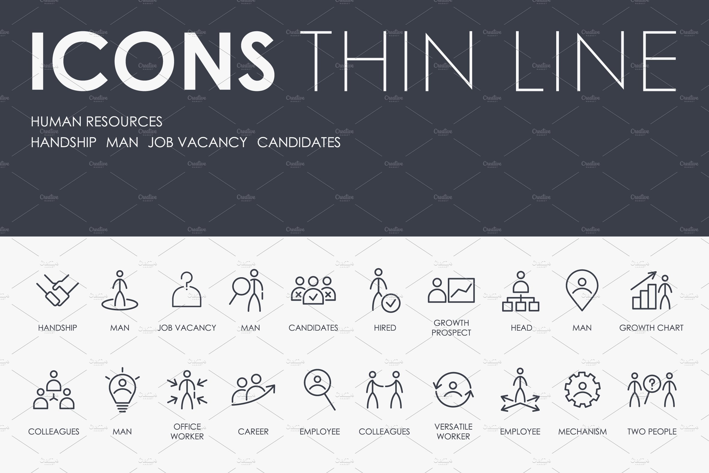 Human resources thinline icons cover image.