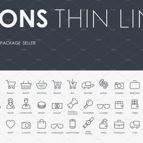 Shopping thinline icons cover image.
