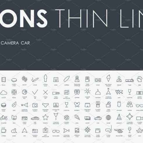 Tourism thinline icons cover image.