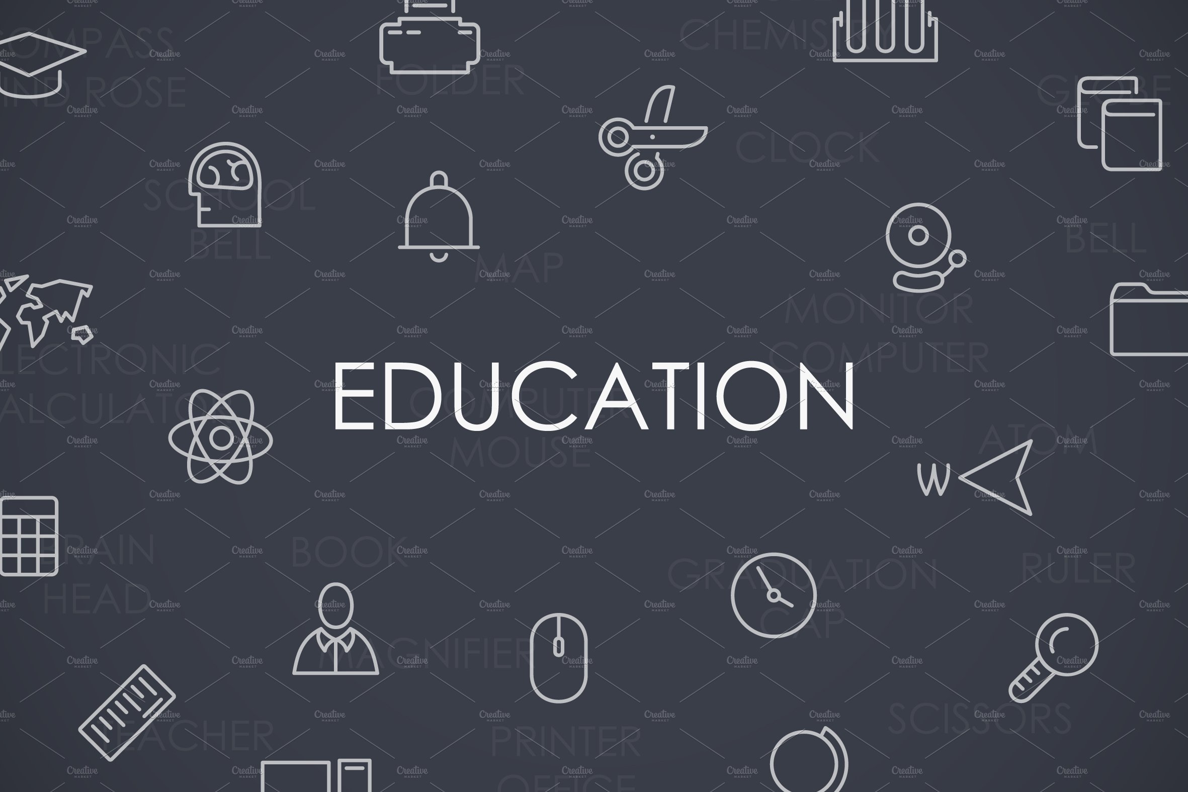 Education Thinline icons preview image.