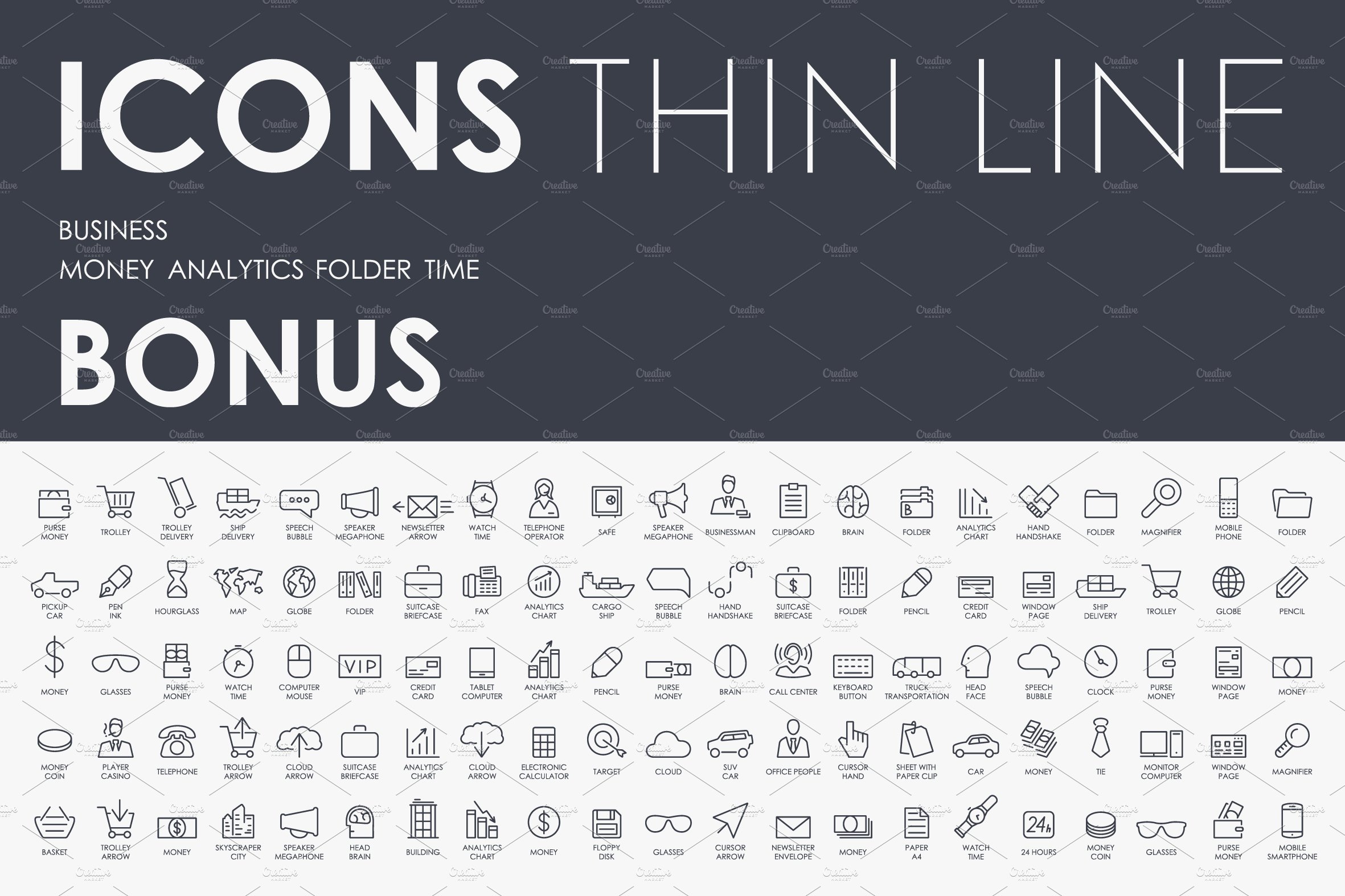 Technology thinline icons + BONUS preview image.