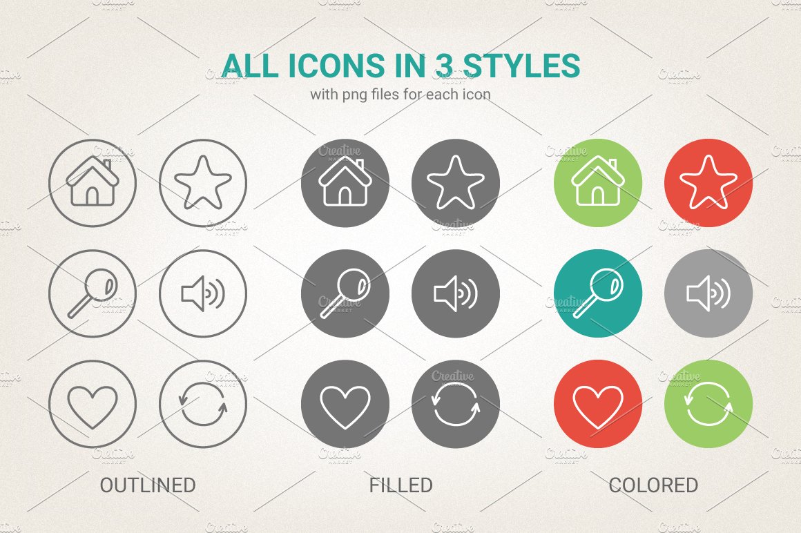 Circle web icons preview image.