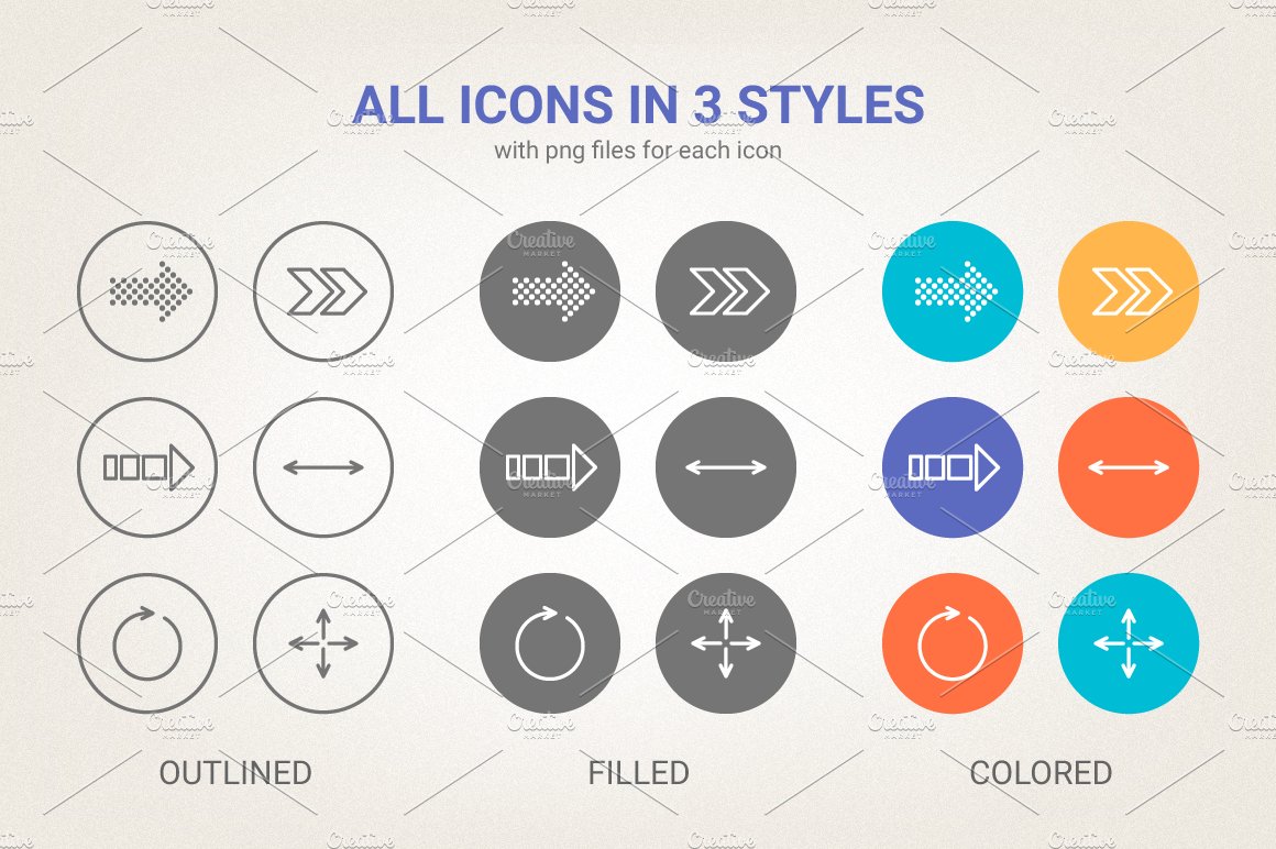 Circle arrows icons preview image.