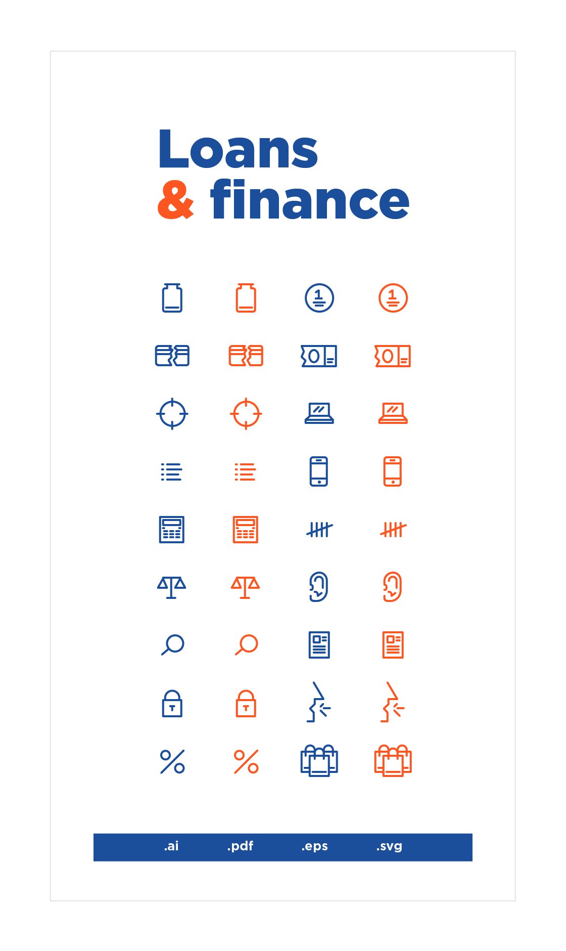 Loans & finance vector Icons set preview image.