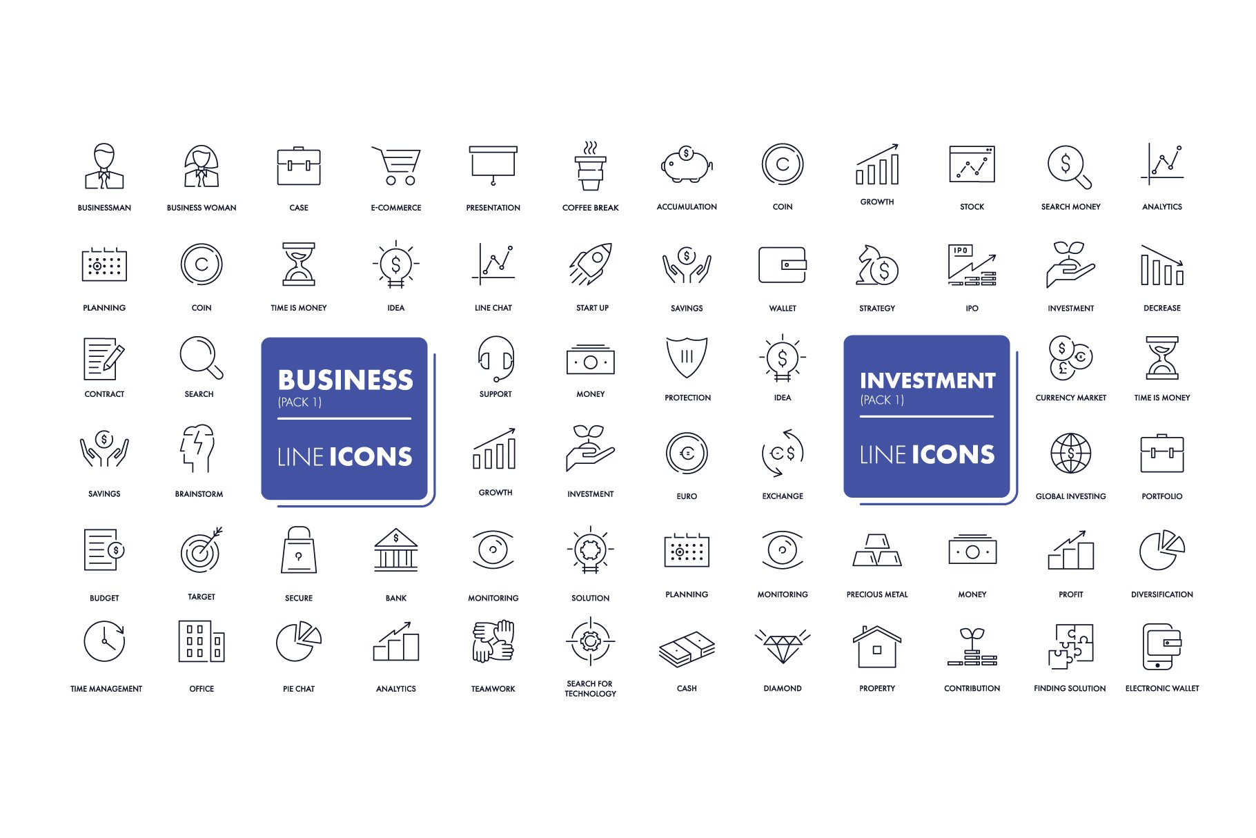 900+ Line Icons. Business Pack preview image.