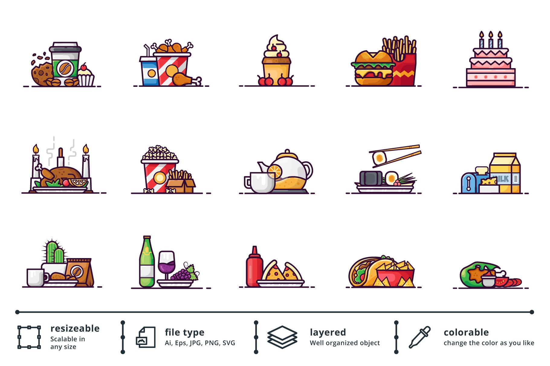 Food collection vector illustration preview image.