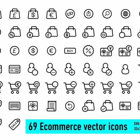 69 Ecommerce / Shopping vector icons cover image.