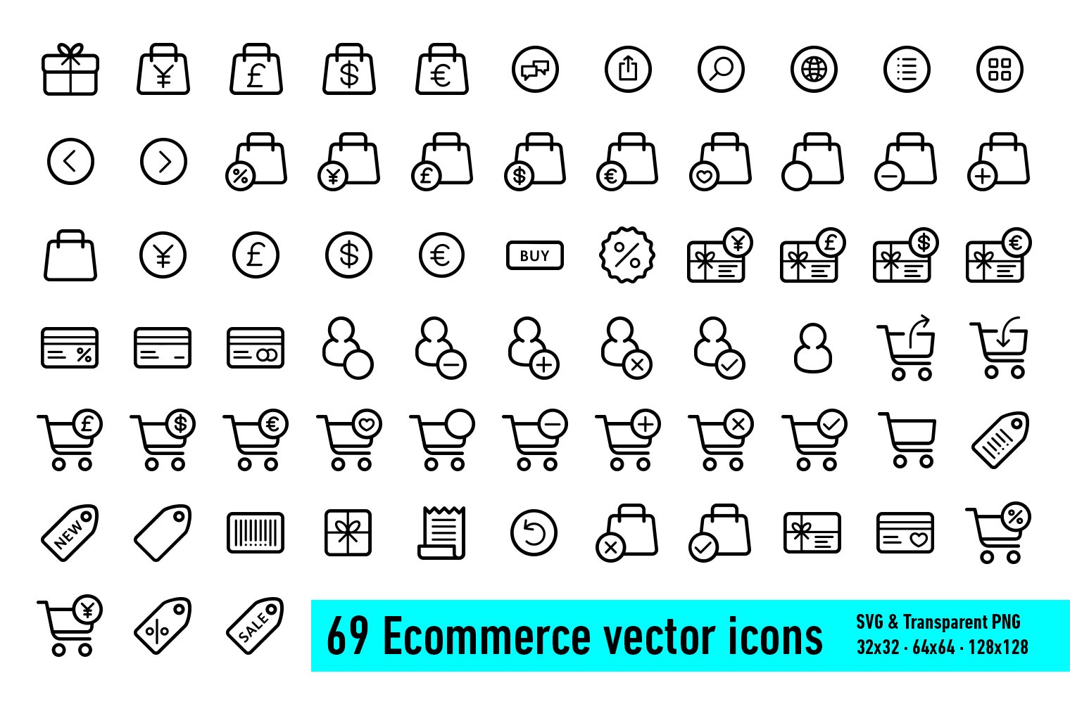 69 Ecommerce / Shopping vector icons cover image.