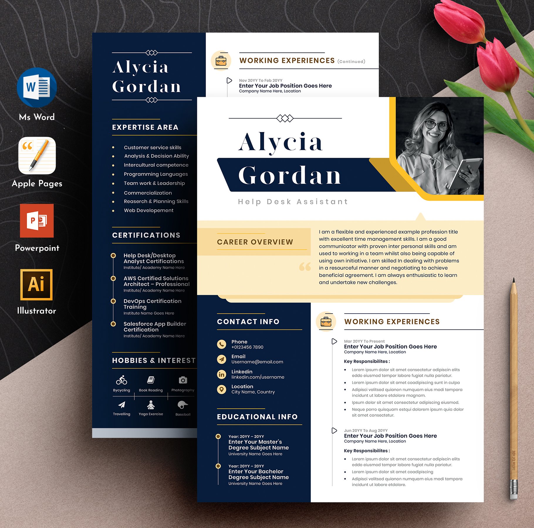Resume Cv Template Word Apple Pages cover image.