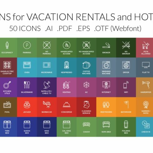 Vacation Rental & Hotel Vector Icons cover image.