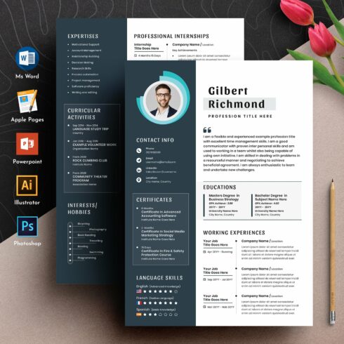 Modern Resume Cv Template Word Pages cover image.