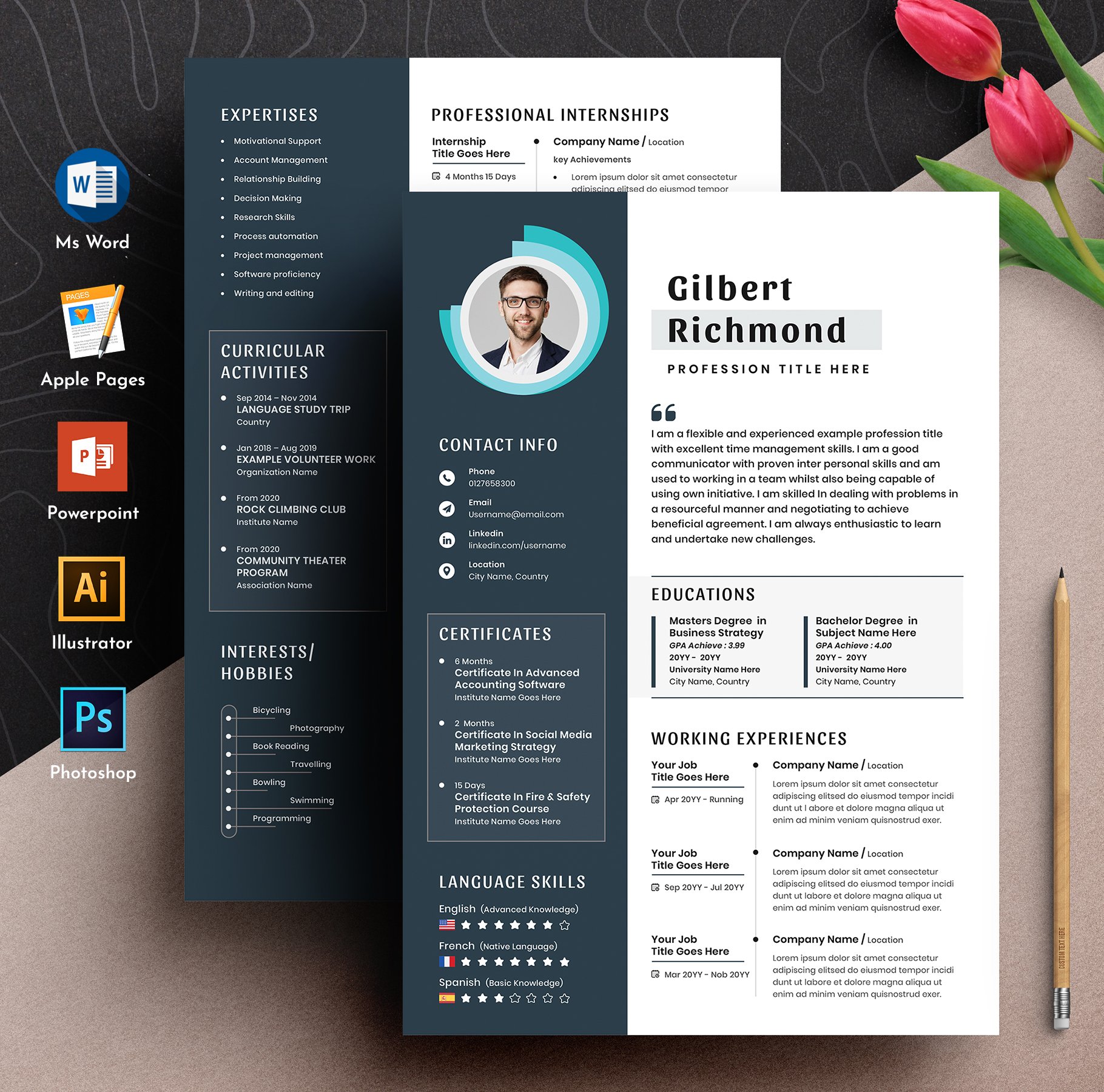 Modern Resume Cv Template Word Pages cover image.