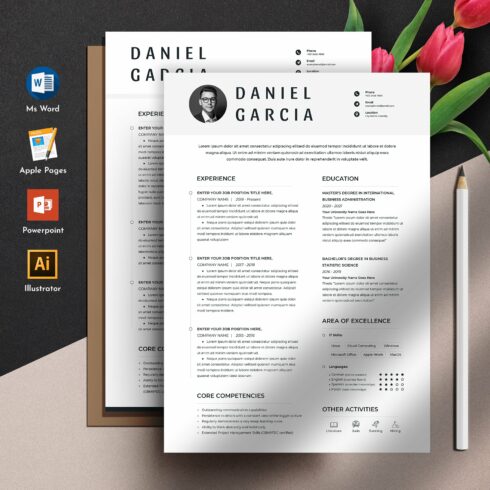 Clean Resume Cv Template Word Pages cover image.