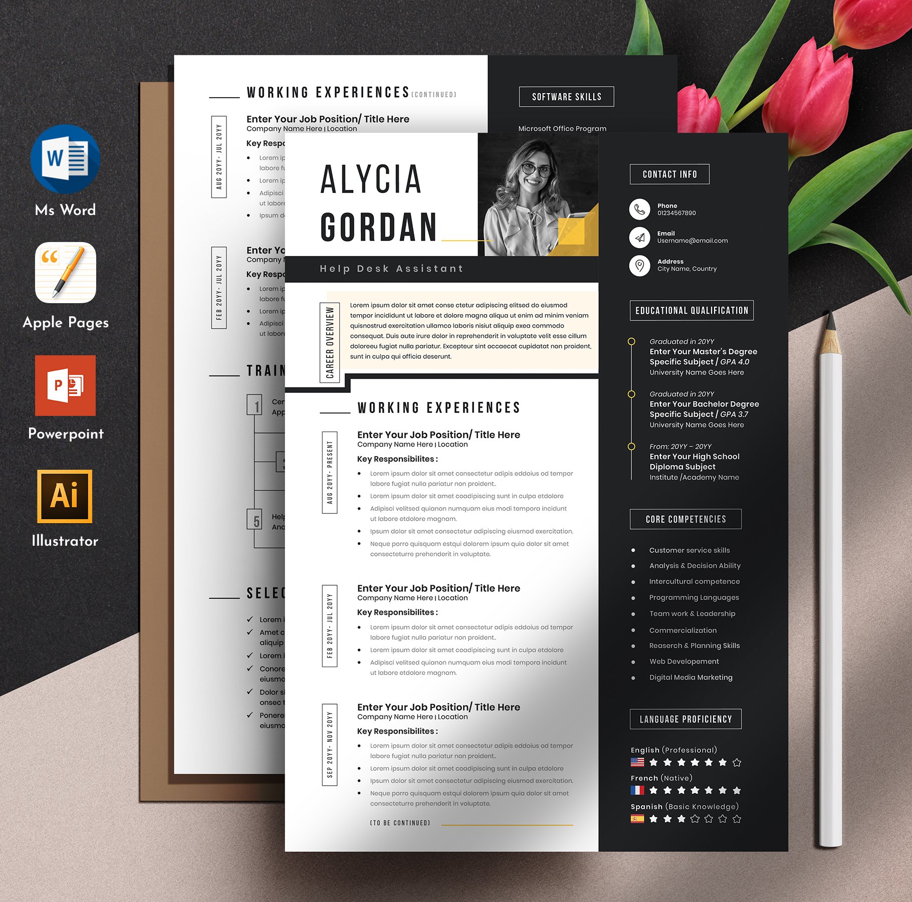 Resume Cv Template Word Apple Pages cover image.
