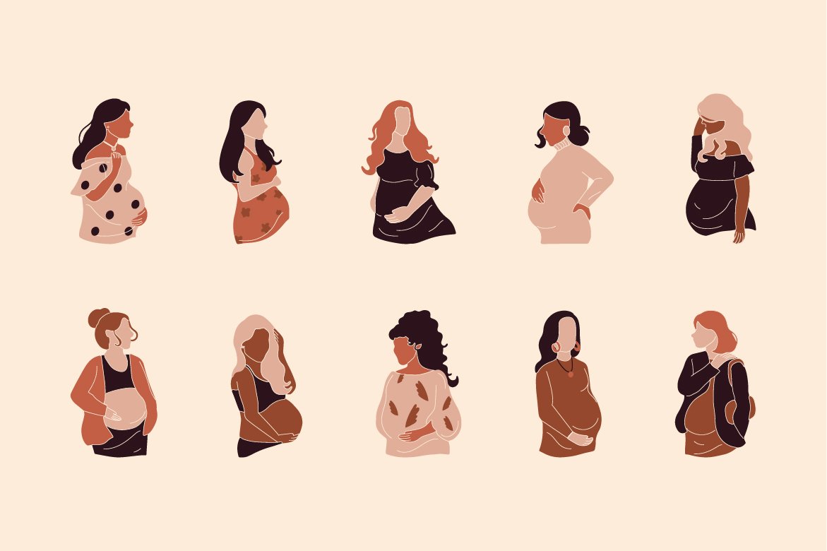 Pregnancy Feminine Illustration Set cover image.