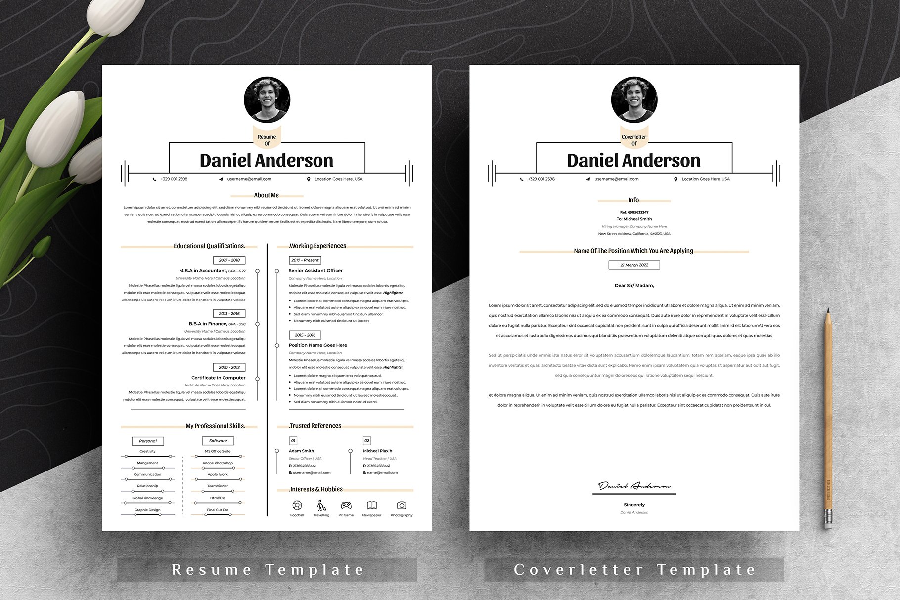 Resume Cv Template Word Apple Pages preview image.