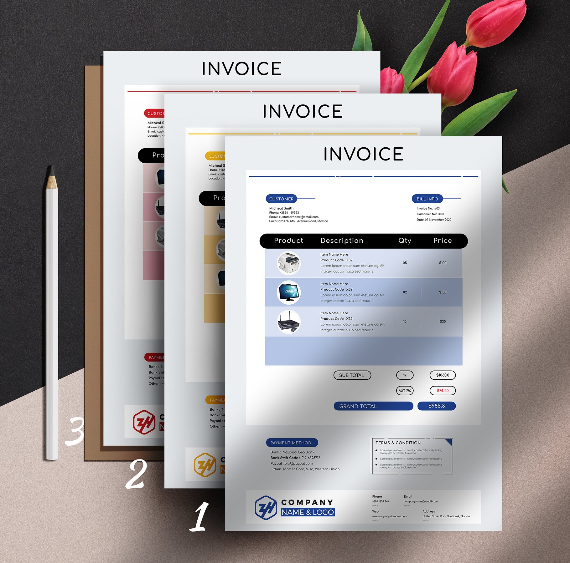 Invoice Template Ms Word Pages preview image.