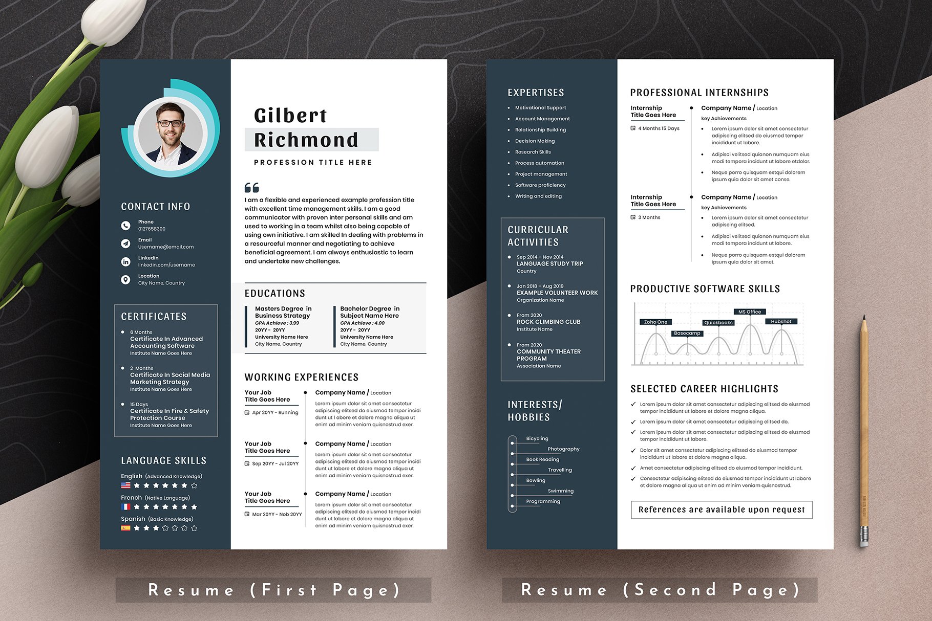 Modern Resume Cv Template Word Pages preview image.