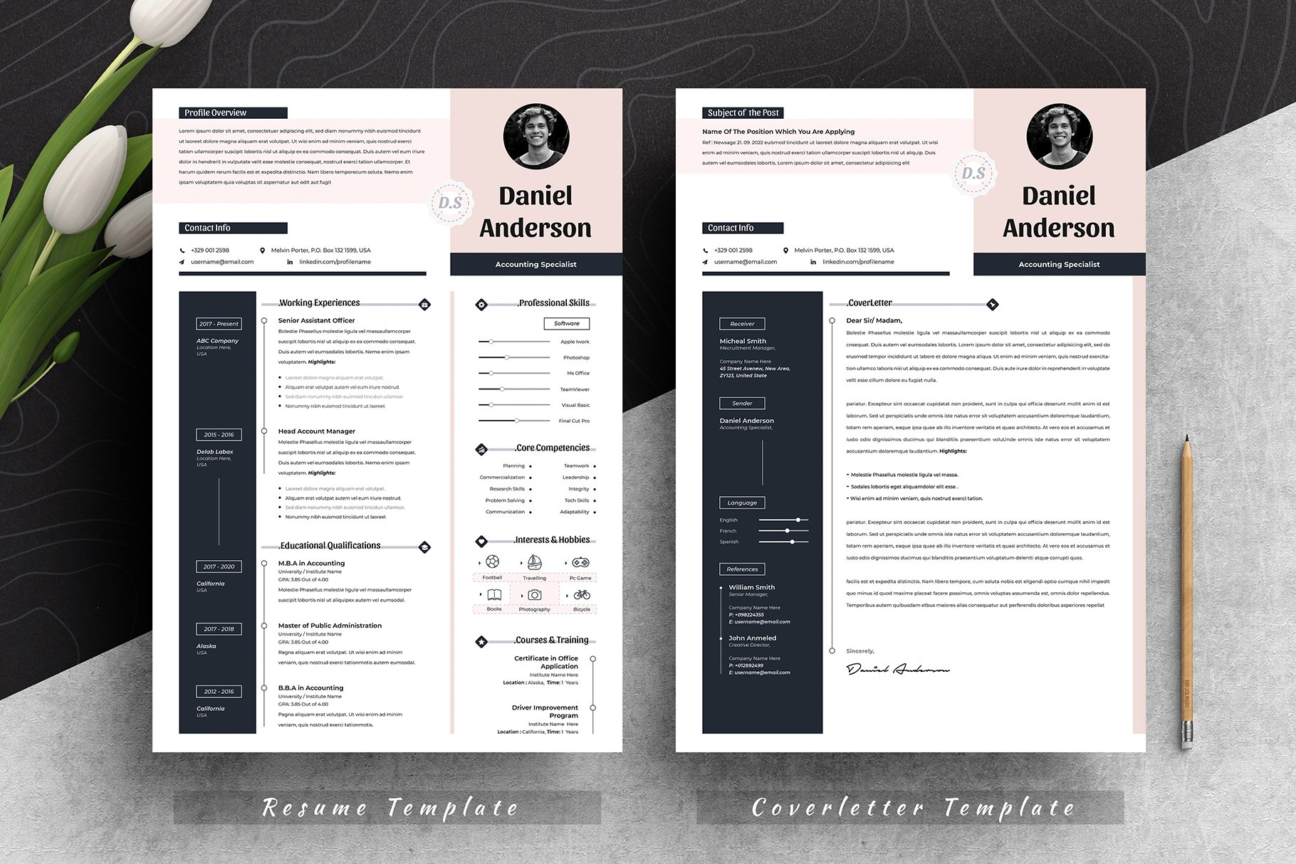 Resume Cv Template Word Apple Pages preview image.