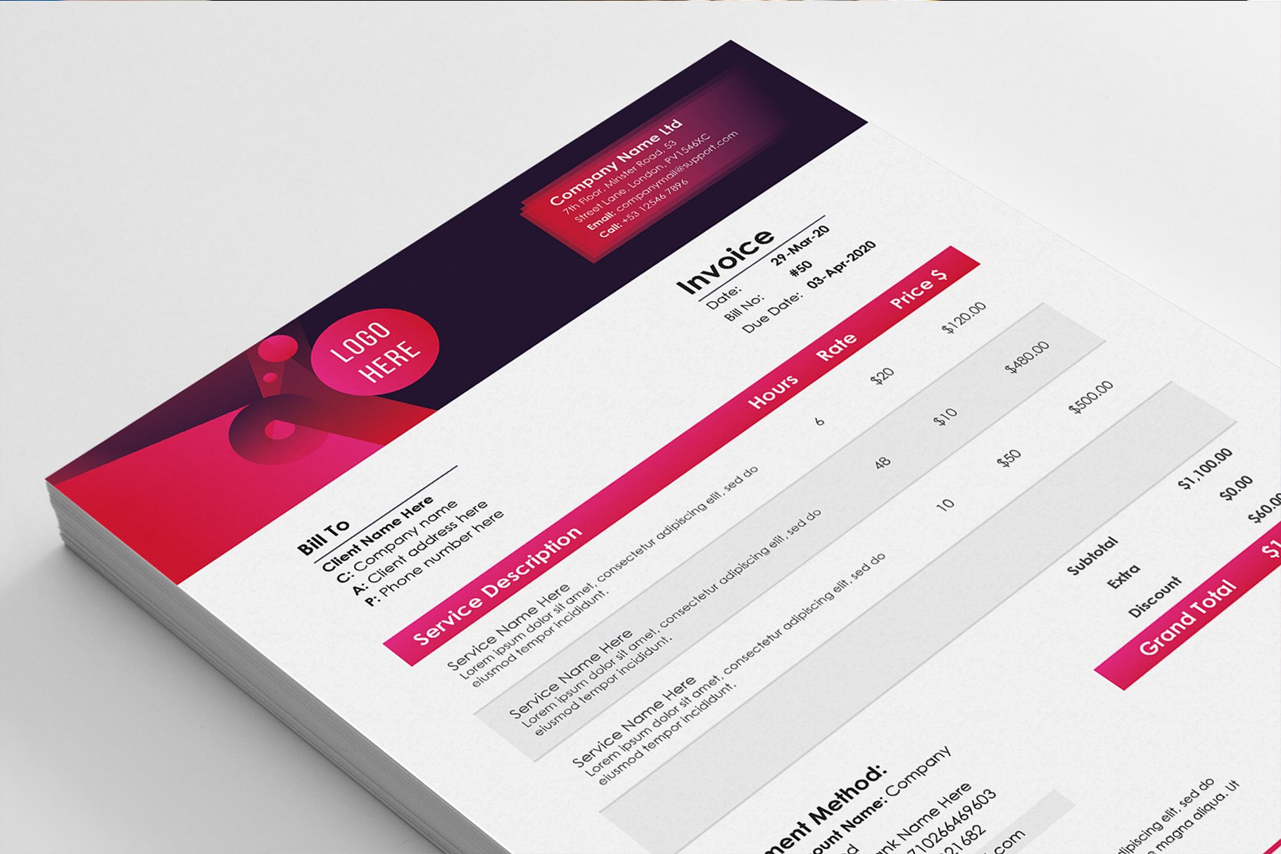 Modern Editable Invoice Template preview image.