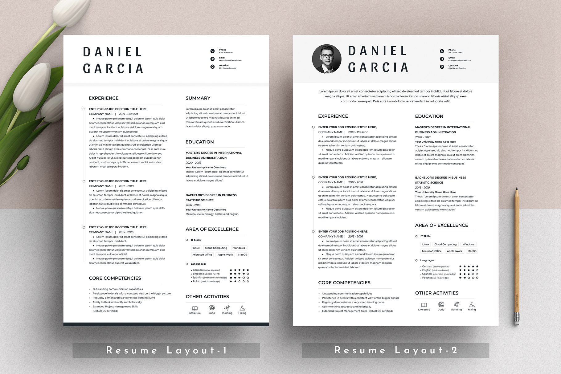 Clean Resume Cv Template Word Pages preview image.