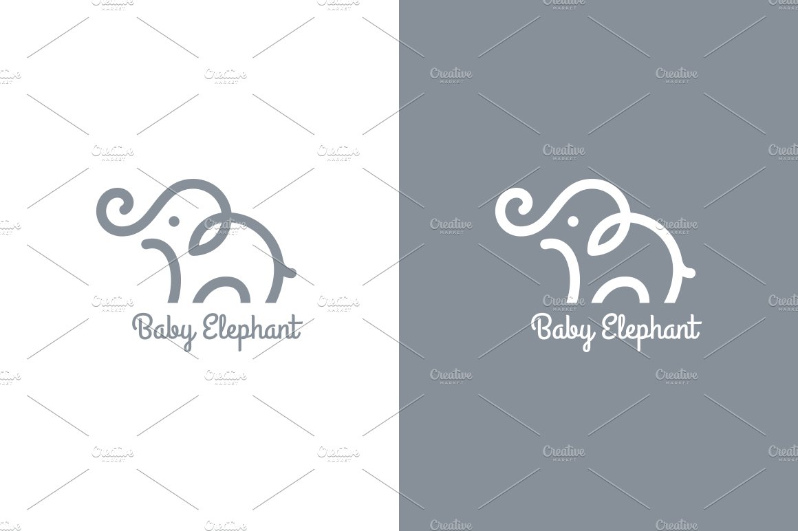 Baby Elephant Logo Template preview image.