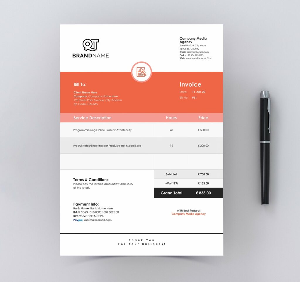 Invoice Template Google Docs Word – MasterBundles