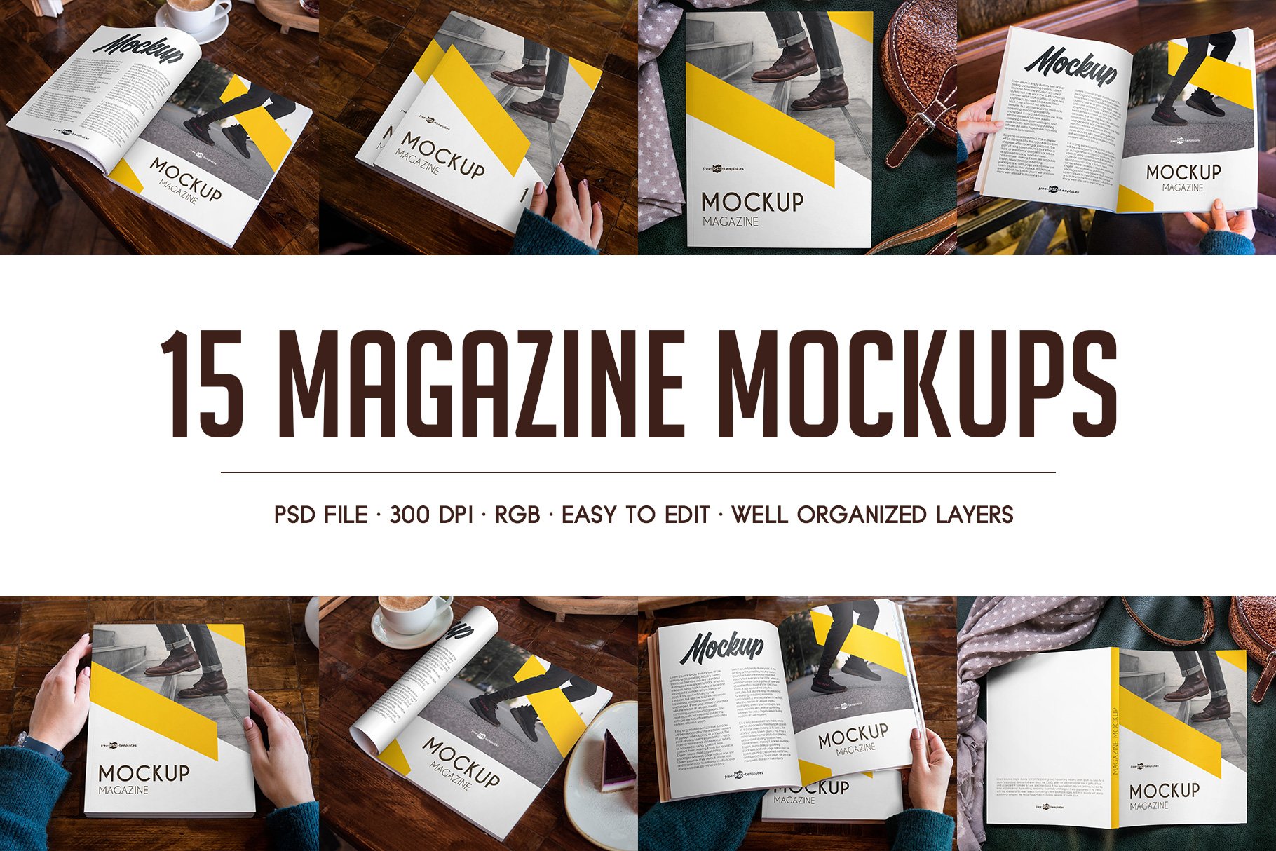 15 Magazine MockUps cover image.