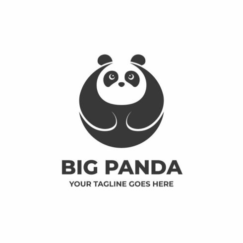 Big Cute Panda Flat Logo Template cover image.