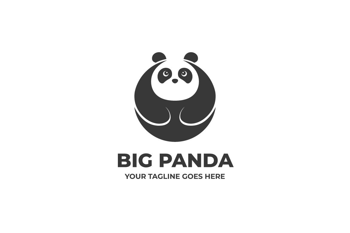 Big Cute Panda Flat Logo Template cover image.