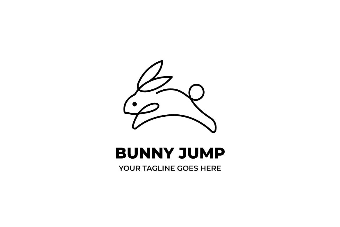 Monoline Rabbit Jump Logo Template cover image.