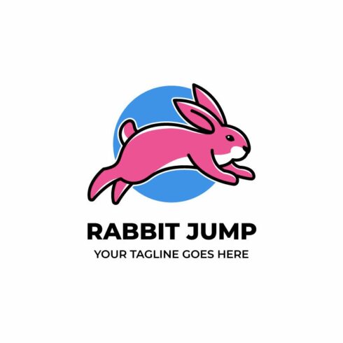 Pink Rabbit Jump Cartoon Logo cover image.